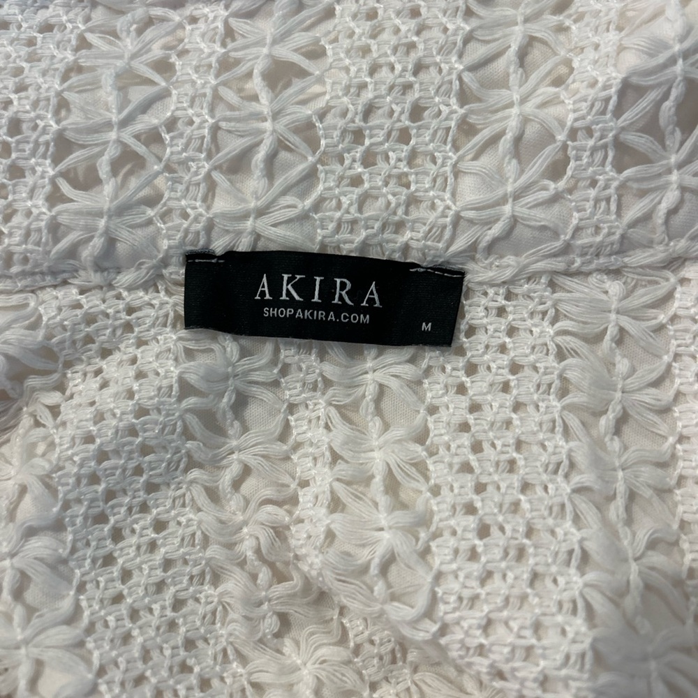 AKIRA Ivory Textured Short Sleeve Crochet Romper - Picture 5 of 12